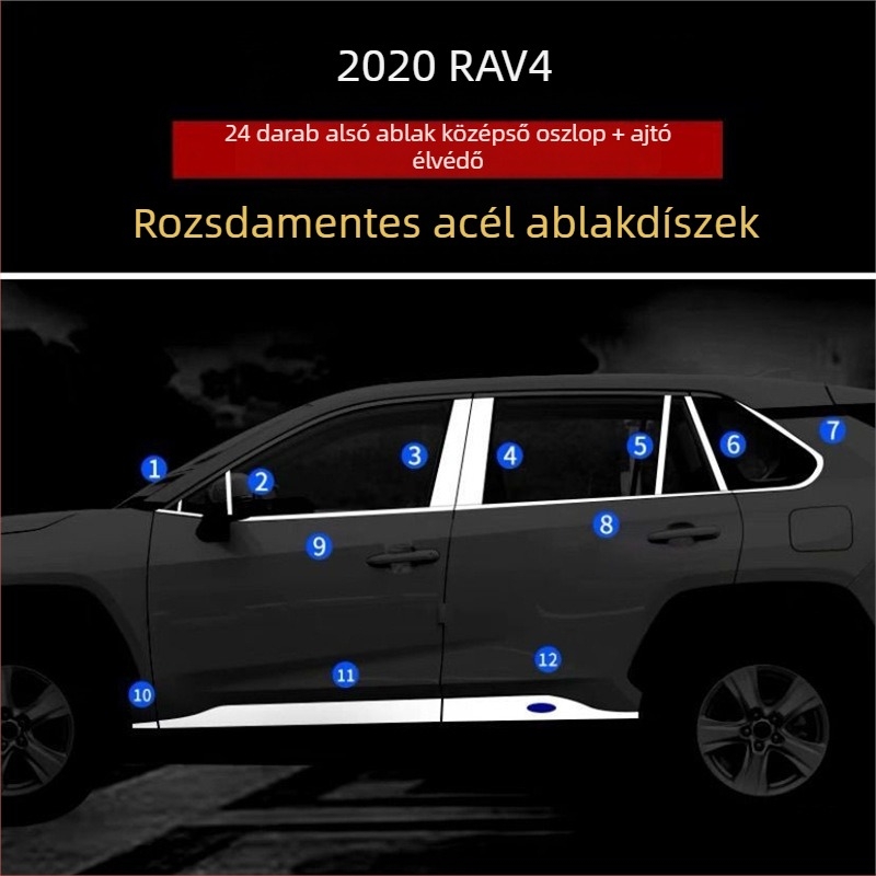 Toyota RAV4 ablakához rozsdamentes acél díszcsík (2020–2021)