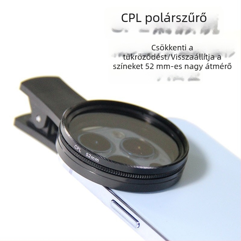CPL polarizációs szűrő mobiltelefonhoz, 52–67 mm