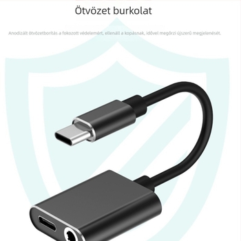 Type-C 2-in-1 töltés és 3,5 mm-es audio adapter mobiltelefonokra, modell Z-001
