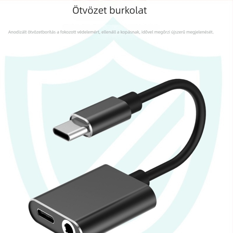 Type-C 2-in-1 töltés és 3,5 mm-es audio adapter mobiltelefonokra, modell Z-001