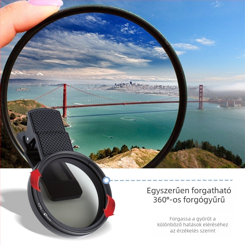 CPL semleges polarizáló szűrő okostelefonhoz – üveg lencse, alumíniumötvözet keret, univerzális kompatibilitás
