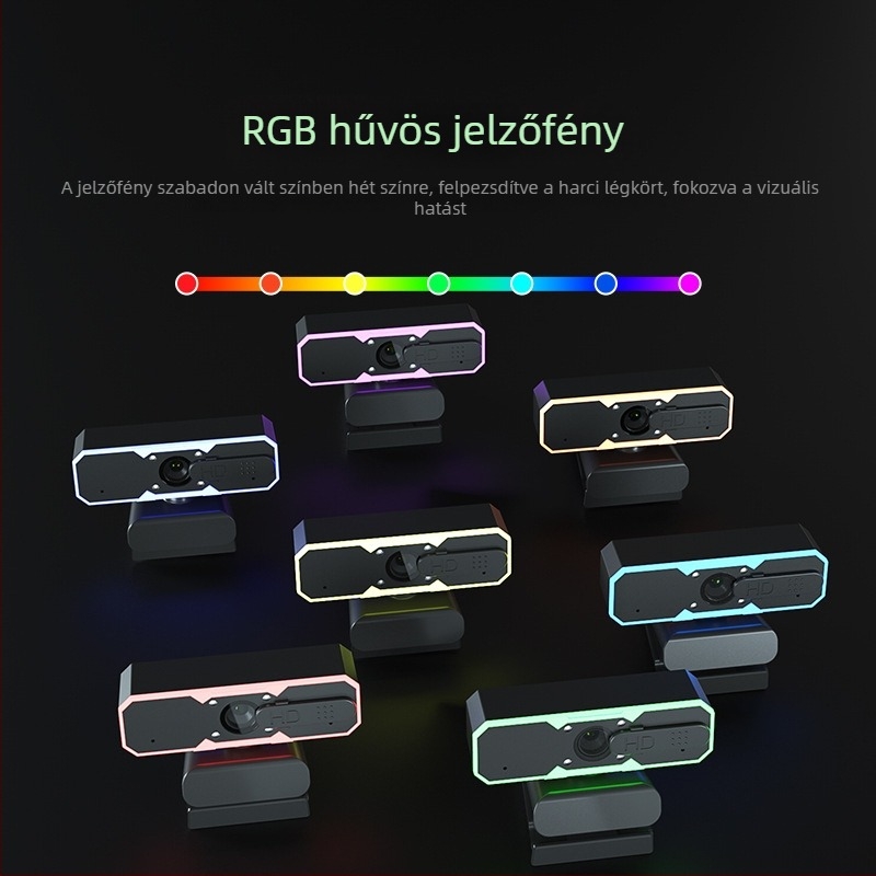 USB kamera LED gyűrű világítással és beépített mikrofonnal (60fps, 1080p, USB 2.0, autofókusz)