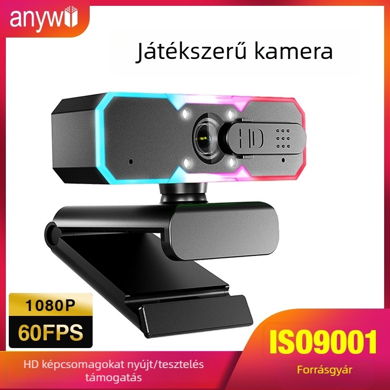 USB kamera LED gyűrű világítással és beépített mikrofonnal (60fps, 1080p, USB 2.0, autofókusz)