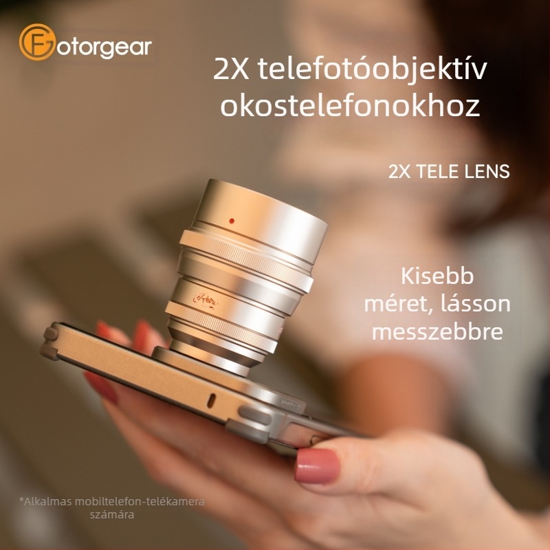 Fotorgear mobiltelefon teleobjektív 2x makro szorzóval, kompatibil Apple és Vivo készülékekhez