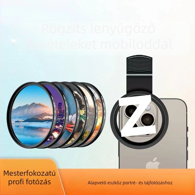 Mobiltelefonos fotózáshoz clip-filtrész készlet: CPL polarizátor, makró, csillagfény effektus, lágy fókusz, ND csökkentés