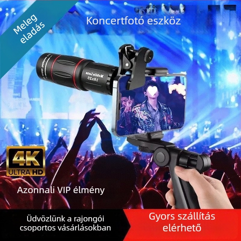 Mobiltelefonhoz készült teleszkópos objektív koncertekhez és fesztiválokhoz – nagyítás, HD felbontás, Global Eagle-kompatibilis