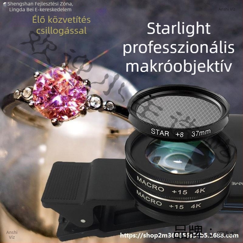 Mingdianxin Okostelefon Makro Objektív, 15x, Starlight Világítás, Dupla Felvétel, Ékszerek és Rovarok Számára