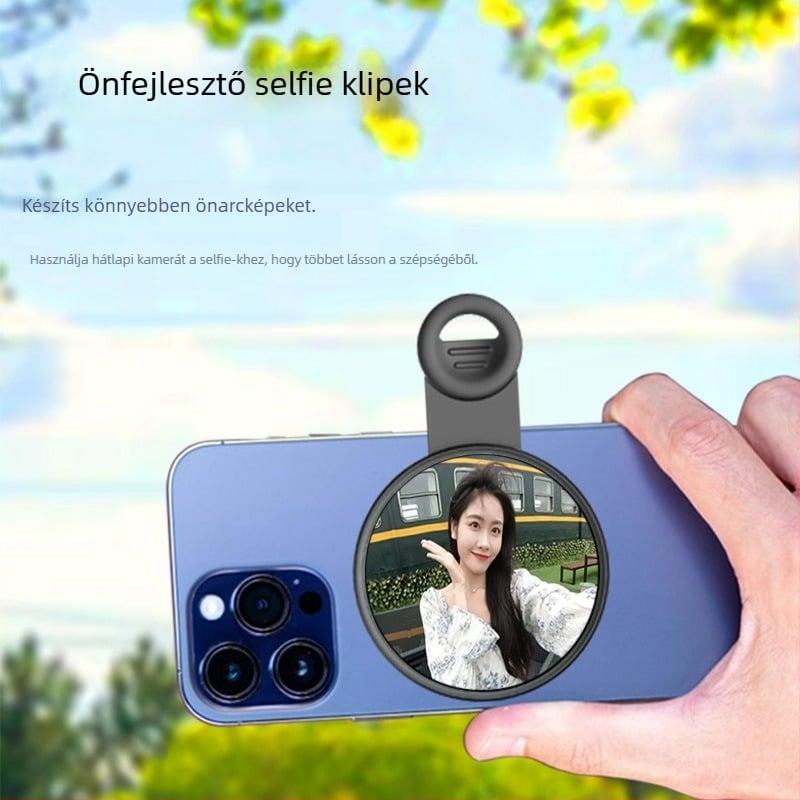 ZY CVR7 Hátsó HD selfie tükör klippel és tároló dobozzal, hordozható mobiltelefon-kiegészítő