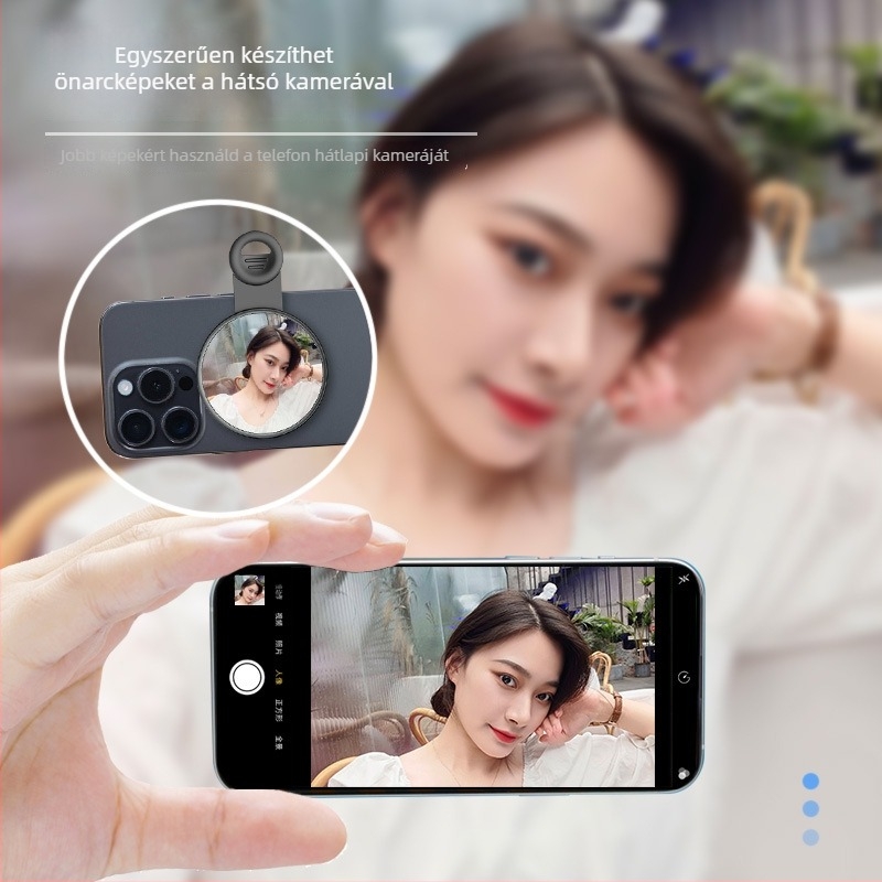 ZY CVR7 Hátsó HD selfie tükör klippel és tároló dobozzal, hordozható mobiltelefon-kiegészítő