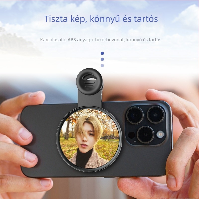 ZY CVR7 Hátsó HD selfie tükör klippel és tároló dobozzal, hordozható mobiltelefon-kiegészítő
