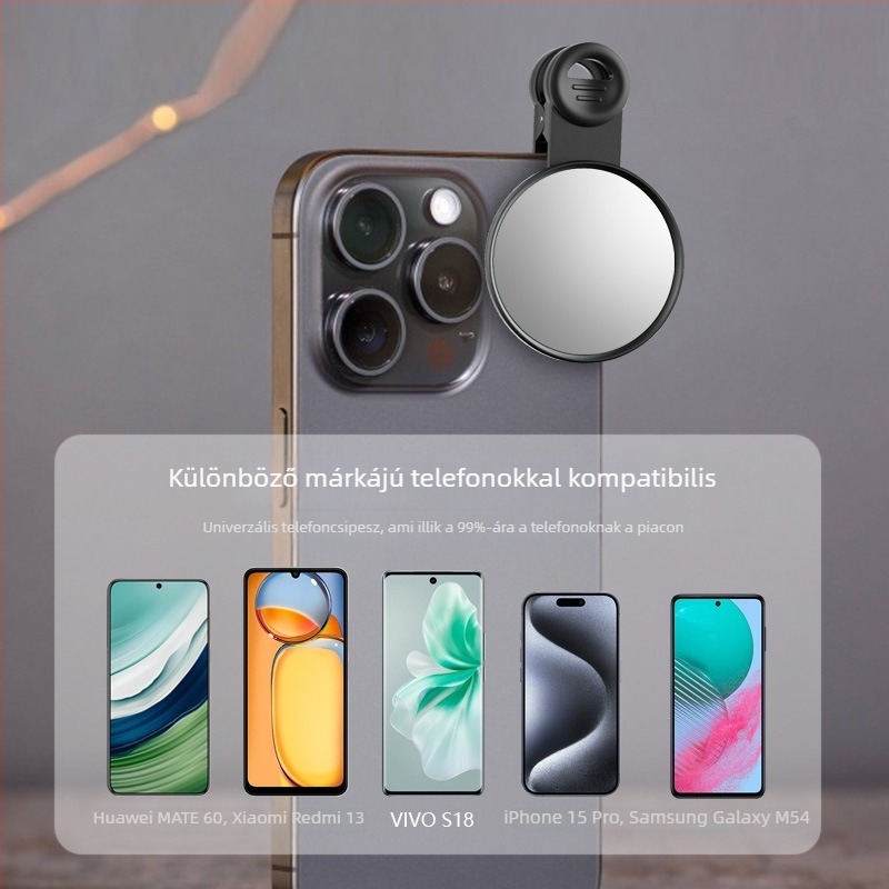 ZY CVR7 Hátsó HD selfie tükör klippel és tároló dobozzal, hordozható mobiltelefon-kiegészítő