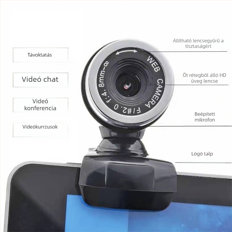 USB-kamera asztali és noteszgéphez beépített mikrofonnal, CMOS 640x480 felbontás, 30 FPS, USB 2.0, illesztőprogram nélkül