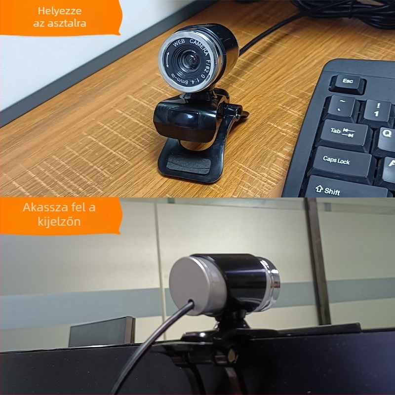 USB-kamera asztali és noteszgéphez beépített mikrofonnal, CMOS 640x480 felbontás, 30 FPS, USB 2.0, illesztőprogram nélkül