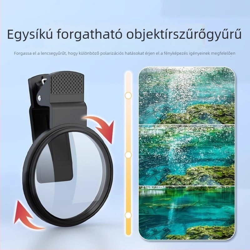 Mobiltelefonos polárszűrő, CPL + ND, HD felvételekhez, univerzális mobiltelefon-objektív