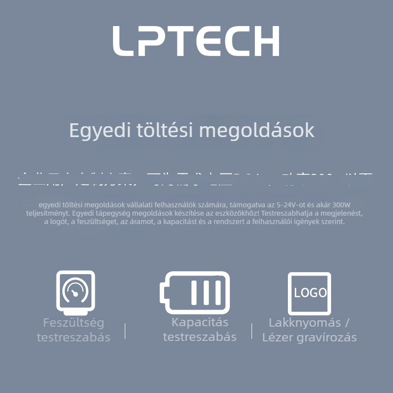Power Bank Blue Screen — Többportos USB kimenet (5V/9V/12V/24V, 88% Hatékonyság)