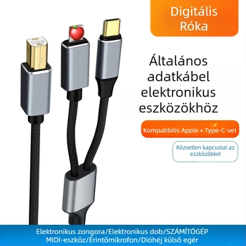 Digital Fox MIDI négyzetes portú audiókábel OTG kompatibilis | nylon magú belső | réz vezetők | digitális eszközökhöz