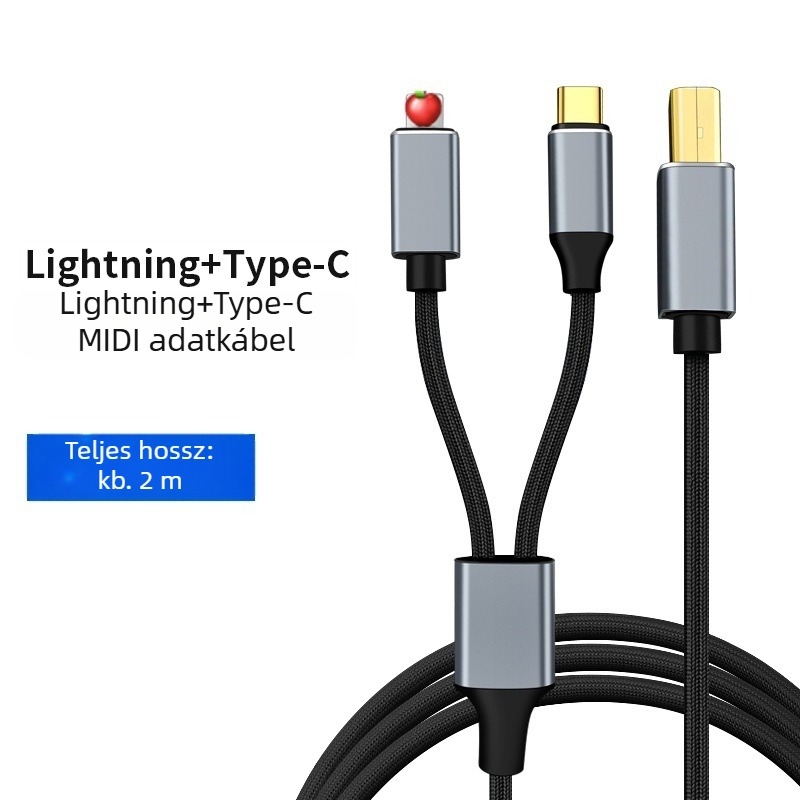 Digital Fox MIDI négyzetes portú audiókábel OTG kompatibilis | nylon magú belső | réz vezetők | digitális eszközökhöz