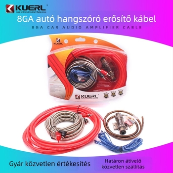 Autóhifi 8 AWG subwoofer vezeték készlet PVC szigeteléssel az erősítő telepítéséhez