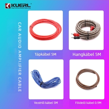 Autóhifi 8 AWG subwoofer vezeték készlet PVC szigeteléssel az erősítő telepítéséhez