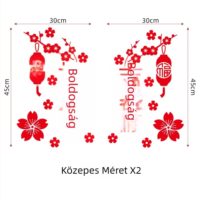 Elektrostatikus üvegmatricák, szerencsés és kívánságok teljesülése, Skandináv stílus, fekete PVC