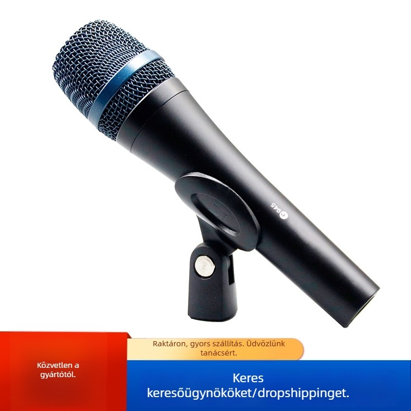 TVOTT E945 Vezetékes kondenzátoros mikrofon élő adásokhoz – kardioid polaritás, 40 Hz–20 kHz, SNR ≥75 dB, Phantom power 48 V