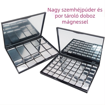 Mágneses üres szemhéjfesték-paletta tükrössel – csere doboz és rúzs tároló tálca