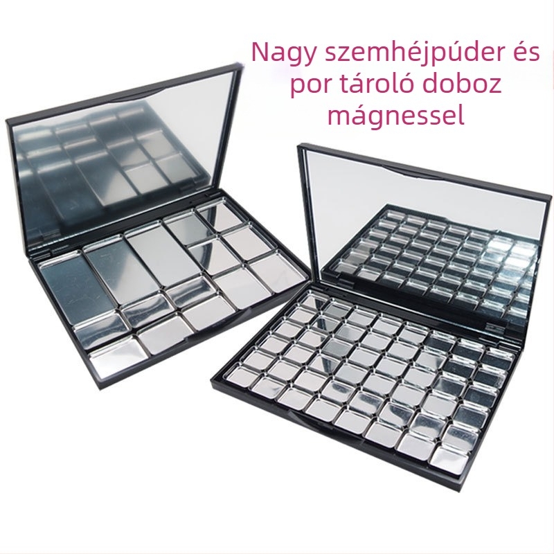 Mágneses üres szemhéjfesték-paletta tükrössel – csere doboz és rúzs tároló tálca