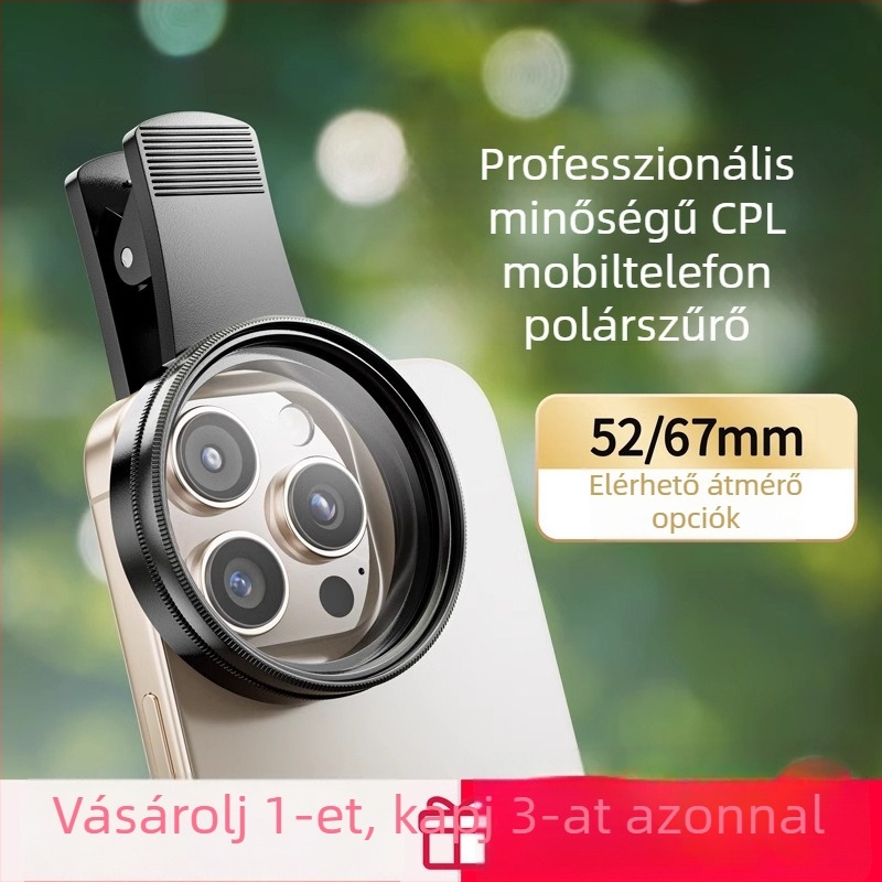 Okostelefonhoz CPL polarizációs szűrő a tükröződések eltávolításához, HD felvételhez, kompatibilis Huawei és Apple