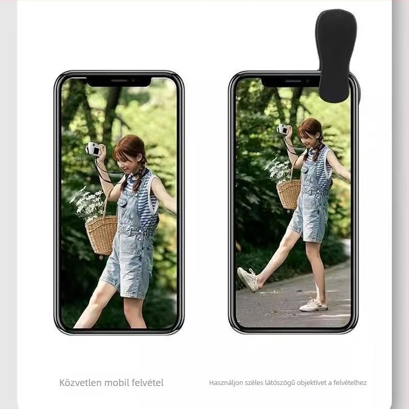 Mobiltelefon széles látószögű objektív, 9K Ultra HD, elő- és hátsó használatra, élő videó, selfie tükör, torzításmentes