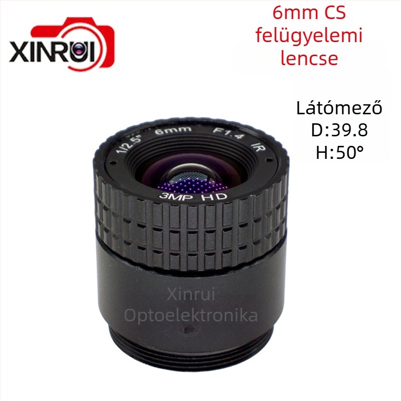 CS felügyeleti lencse, 6 mm fókusztáv, F1.4 rekesz, 90° látómező, Ø22 mm szűrőátmérő