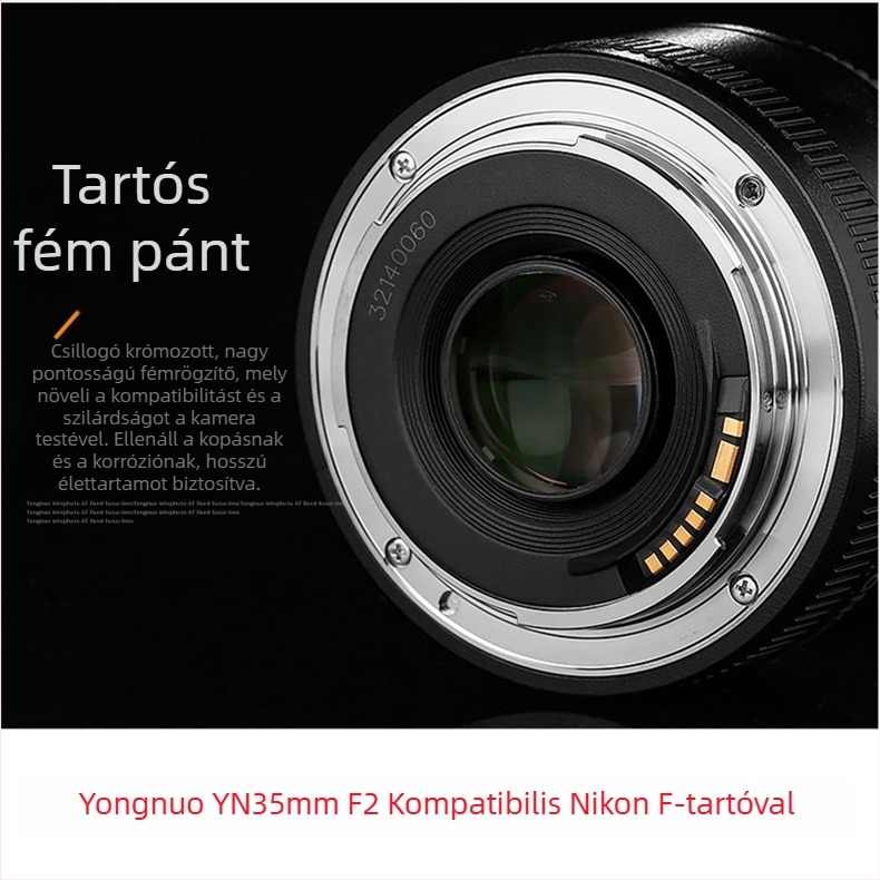 Yongnuo YN 35mm F2 Nikon F-mount teljes képkockás fix fókuszú objektív, 58 mm szűrőmenet, legközelebb fókusztávolság 0,25 m