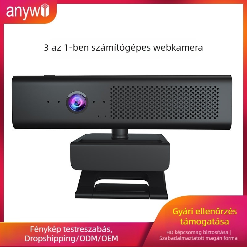 USB webkamera beépített mikrofonnal és hangszóróval, 1080p, 30FPS, USB 2.0, fix fókusz, Windows/Mac, 1.7m kábel, modell H720C