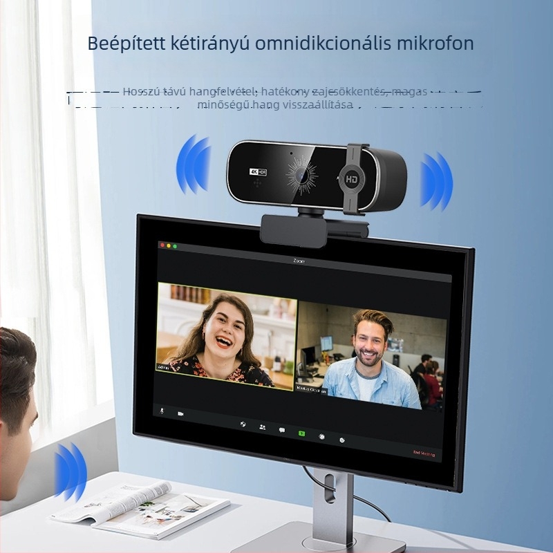 Webkamera asztali számítógéphez és notebookhoz - 4K USB 2.0, 12 MP szenzor, 30 FPS, beépített mikrofon
