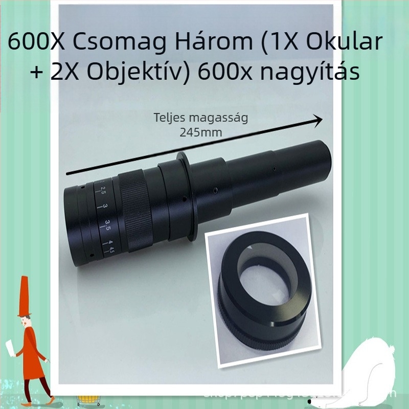 600X folyamatos zoom Mikroszkópos objektív monocularis okulárral, 0.7x-4.5x, 300x nagyítás, 10A objektív