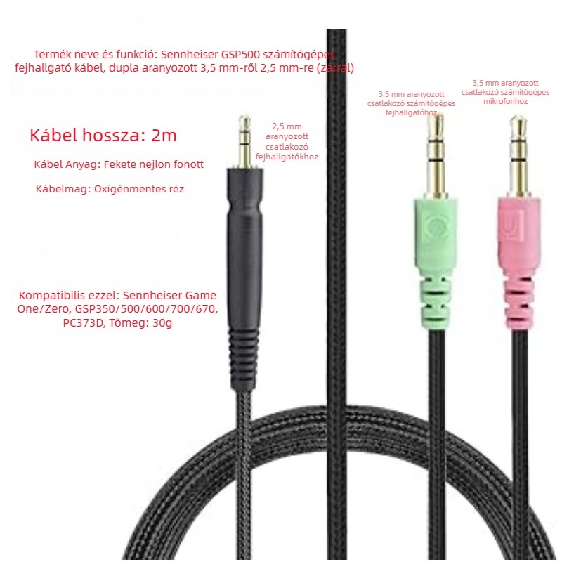 Sennheiser 009-es audió kábel – aranyozott védő, oxigéntől mentes réz vezető, nyers réz mag, ROHS tanúsítvány