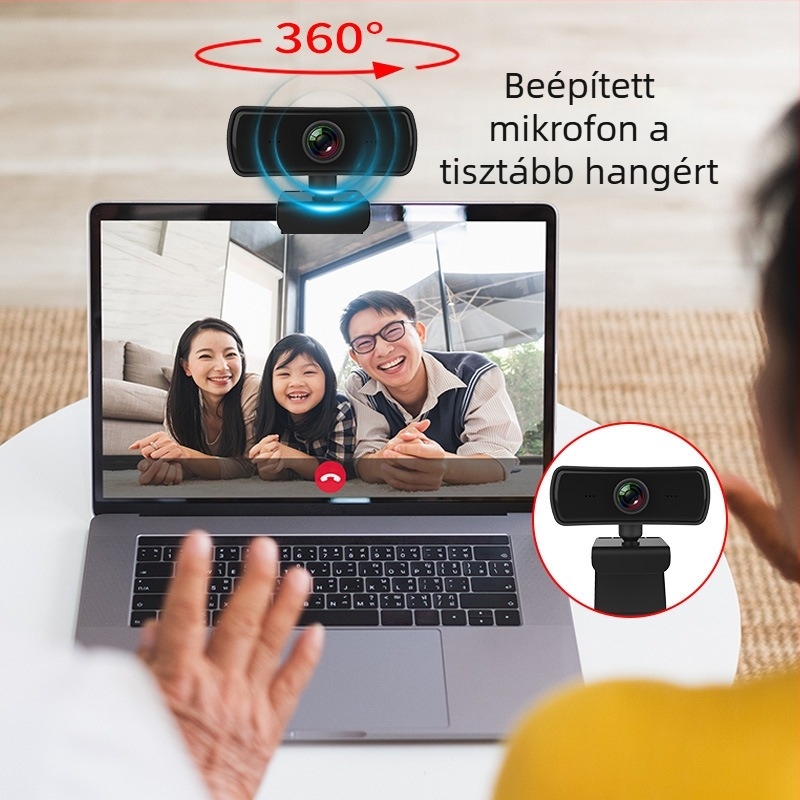 USB webkamera (2MP szenzor; 1600x1200 felbontás; 30 FPS; USB 2.0; beépített mikrofon)