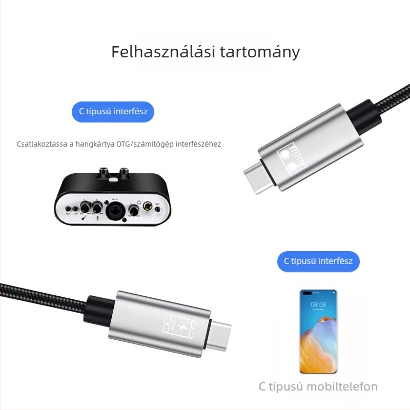 OTG USB-C–to–USB-C audiókábel élő közvetítéshez, Huawei/Honor okostelefonokhoz