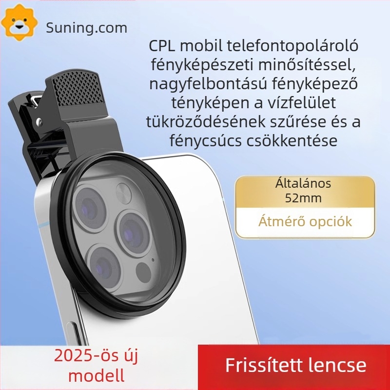 Xyxd CPL polarizációs szűrő mobilfotózáshoz – HD élesség, vízfelületi reflexiók szűrése és a fényes területek csökkentése