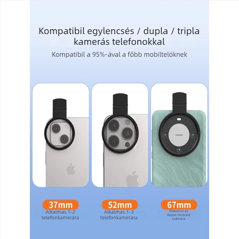 Xyxd CPL polarizációs szűrő mobilfotózáshoz – HD élesség, vízfelületi reflexiók szűrése és a fényes területek csökkentése