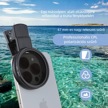 CPL polárszűrő mobiltelefonhoz – Neutral márka, általános felhasználás, teljes készlet védőfedéllel