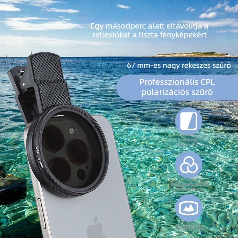 CPL polárszűrő mobiltelefonhoz – Neutral márka, általános felhasználás, teljes készlet védőfedéllel