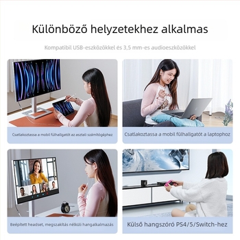 Samzhe TY402 USB–os 3,5 mm-es audió adapter fejhallgató és mikrofon számára – 2 az 1-ben, laptop és asztali számítógép