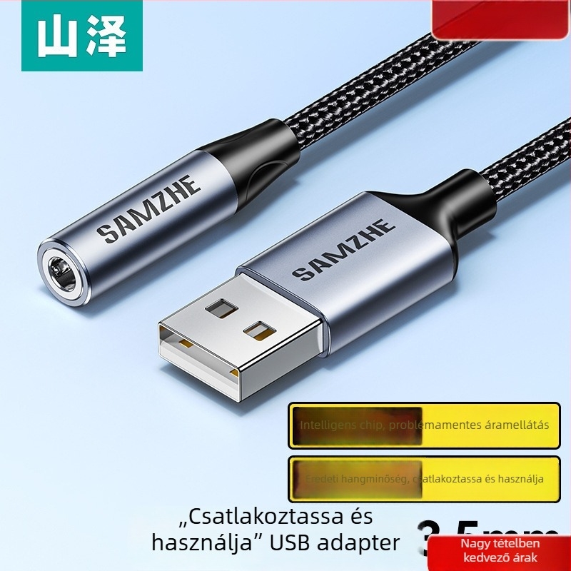Samzhe TY402 USB–os 3,5 mm-es audió adapter fejhallgató és mikrofon számára – 2 az 1-ben, laptop és asztali számítógép