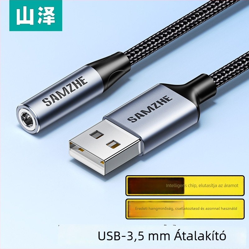 Samzhe TY402 USB–os 3,5 mm-es audió adapter fejhallgató és mikrofon számára – 2 az 1-ben, laptop és asztali számítógép