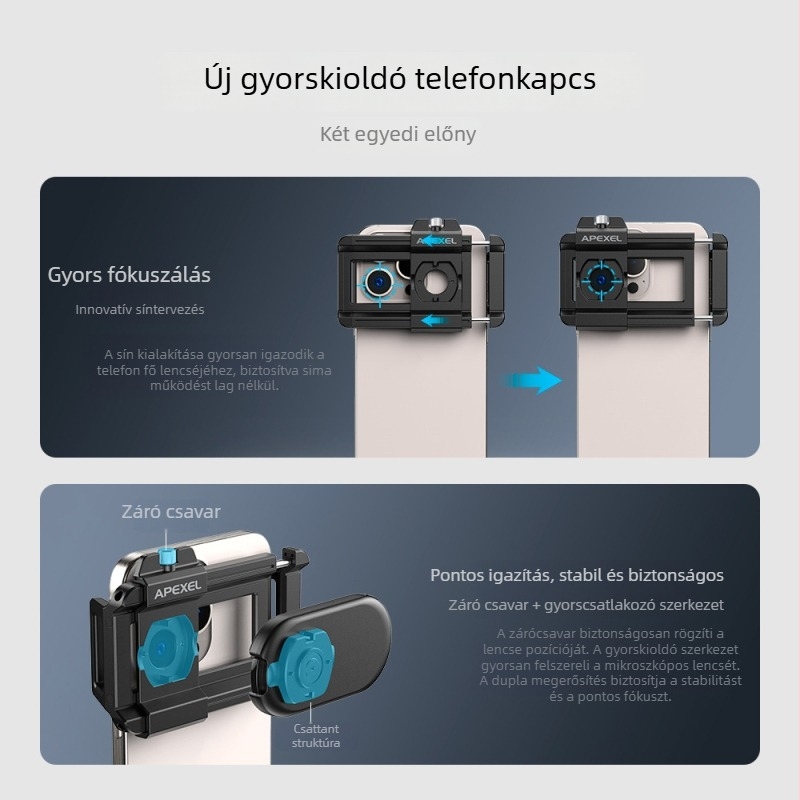 APEXEL APL-MS200 okostelefonhoz tervezett hordozható mikroszkóp CPL-szűrővel, 100x/150x/200x nagyítás