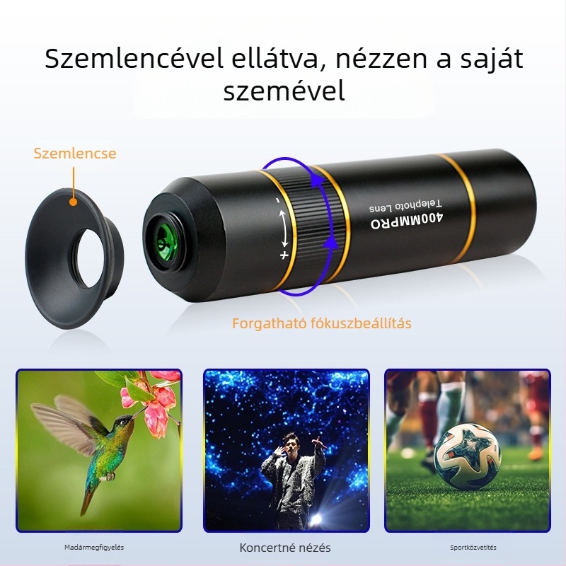 Külső teleobjektív mobiltelefonhoz, professzionális fotózás, univerzális kompatibilitás, modell 1