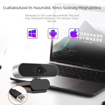 PC-kamera 4K felbontással, autofocus, beépített mikrofon, USB 2.0, 30fps