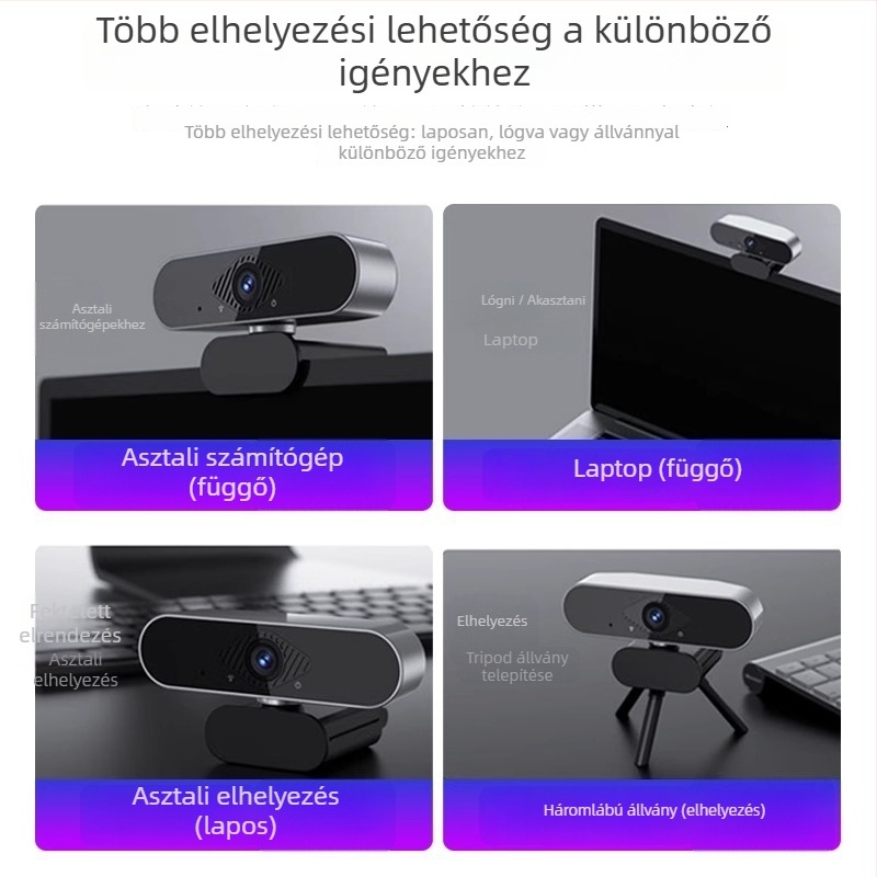 PC-kamera 4K felbontással, autofocus, beépített mikrofon, USB 2.0, 30fps