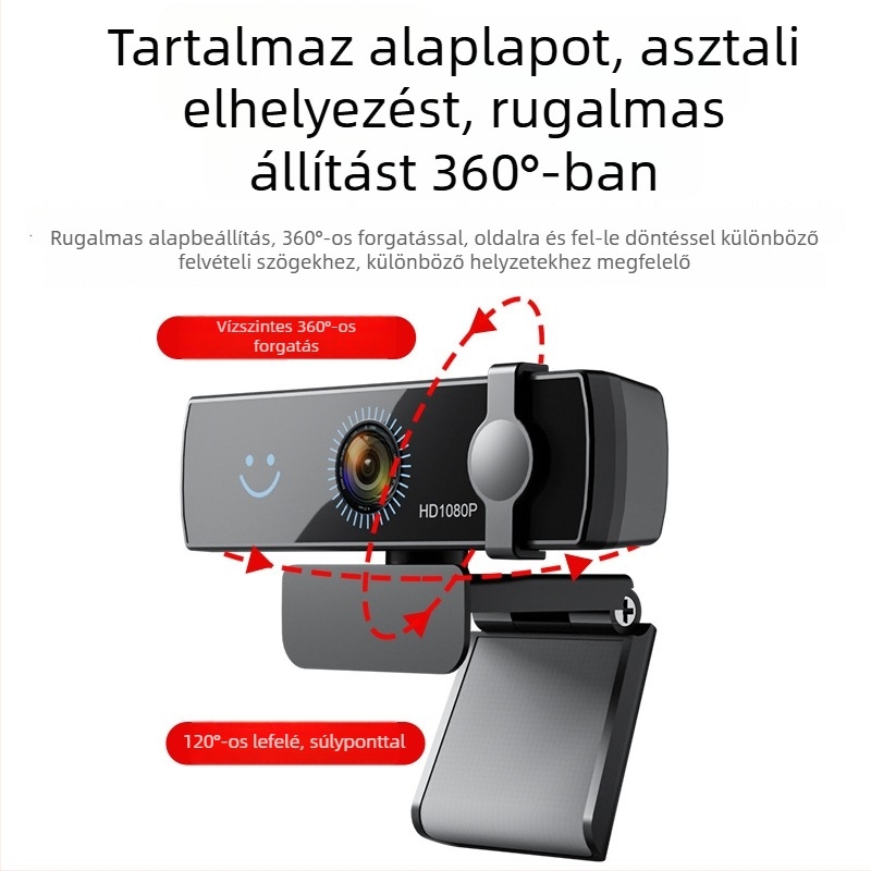 HD 1080p USB 2.0 webkamera autofókussal és beépített mikrofonnal, driverek nélkül