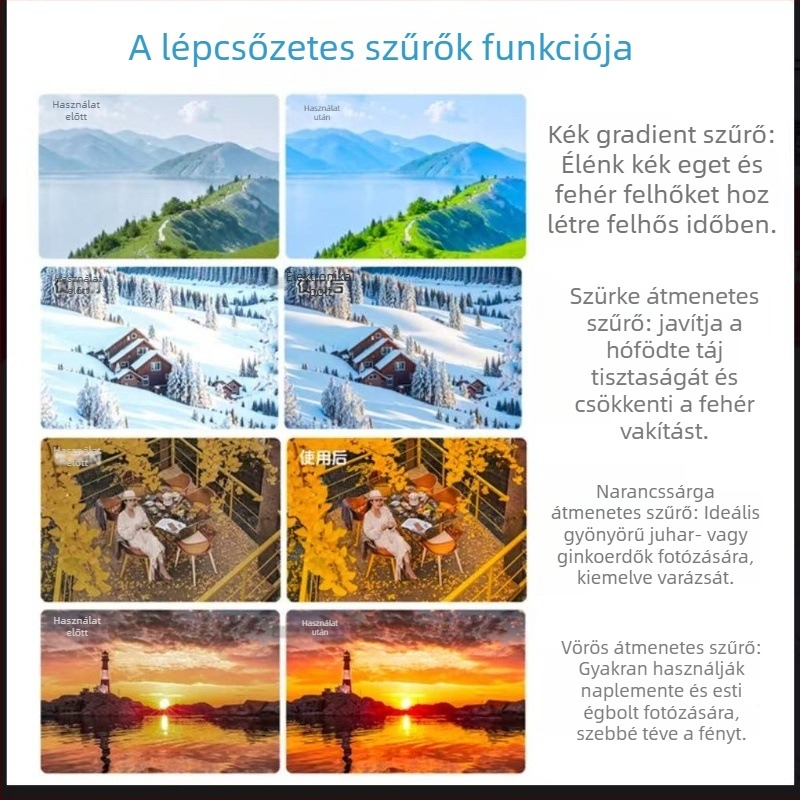 DSLR fényképezőgép Gradient tükrös szűrő – naplemente effekt, objektív szűrő
